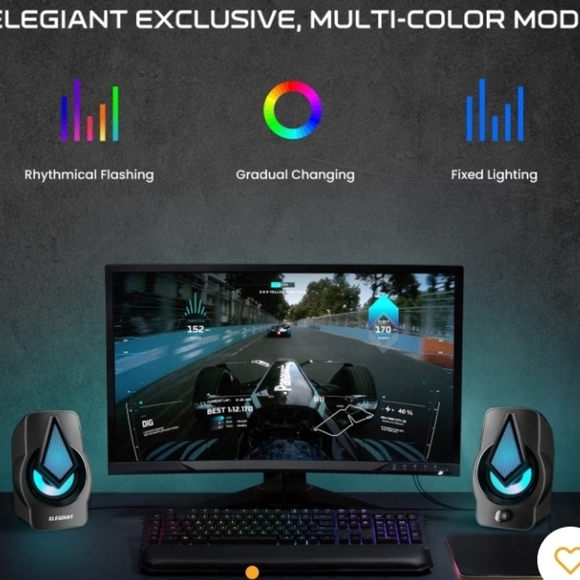 Elegiant 2.0 USB Computer Speakers 10w Stero Sound - Picture 6 of 7